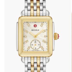 MICHELE Watch Deco Mid Diamond Dial Bracelet Watch Two-tone Gold Silver